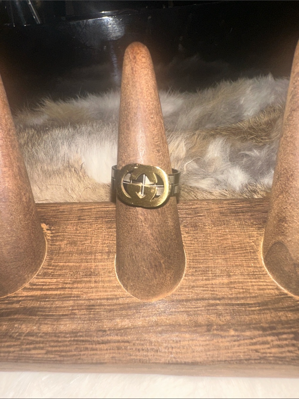 LSJ Gold Logo Inspired Checkered Ring